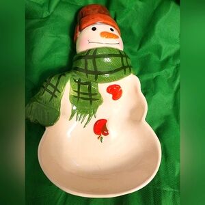 Vintage snowman candy dish